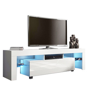 <span class=keywords><strong>Meuble</strong></span> <span class=keywords><strong>TV</strong></span> moderne simple en bois <span class=keywords><strong>blanc</strong></span> personnalisé, ensemble de console de <span class=keywords><strong>meuble</strong></span> <span class=keywords><strong>TV</strong></span> <span class=keywords><strong>noir</strong></span> avec éclairage <span class=keywords><strong>LED</strong></span>, étagères en verre - Product Image 1