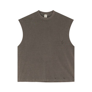 2025 tanque sin mangas desgastado 100% algodón Unisex recortado Streetwear Top - Product Image 1