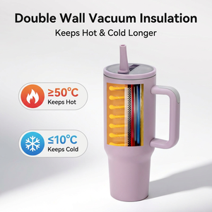 2025 nouveau gobelet anti-fuite à double couche transfrontalier 40oz Portable tasse de voiture à boire directe pliable pour couvercle de paille en métal - Product Image 3