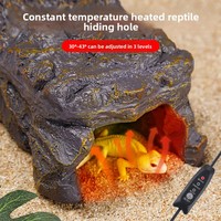 Caverne chauffante pour reptiles, cachette en pierre avec thermostat réglable, roche chauffante pour terrarium de lézards, geckos et amphibiens
