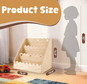 <span class=keywords><strong>ชั้น</strong></span><span class=keywords><strong>วาง</strong></span><span class=keywords><strong>หนังสือ</strong></span><span class=keywords><strong>ไม้</strong></span>จริง 3 <span class=keywords><strong>ชั้น</strong></span> ดีไซน์ใหม่ สร้างสรรค์ สำหรับเด็ก พร้อมลายฉลุรูปดาวและขอบหยัก - Product Image 2