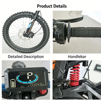Moto tout-terrain électrique 72V 40AH 10KW de puissance maximale, 400NM de couple, autonomie de 120KM, vitesse de 90KMH, pente de 65 degrés, amortisseurs réglables, frein à 4 pistons