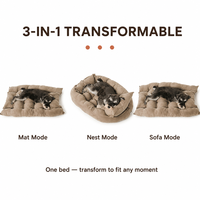 Lit pour animaux de compagnie multifonctionnel transformable avec dossier à bouton-pression, tapis pour chien 3-en-1, canapé-lit pour chat, coussin doux et chaud S M L XL