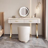 Coiffeuse de luxe moderne avec armoire de rangement intégrée et éclairage de chambre pour petits appartements ou vanités de maquillage