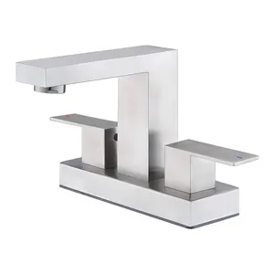 Custom Brushed Nickel Bridge Bathroom Faucet Stainless Steel 3 Hole Bathroom Faucets 2 Handle Faucet