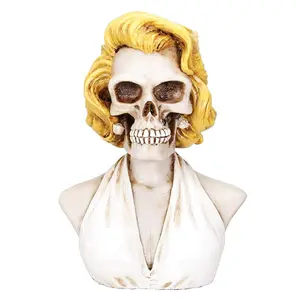Custom resin vintage Halloween woman skull bust figurines home decor holiday decorations gifts sexy female zombie Monroe statues
