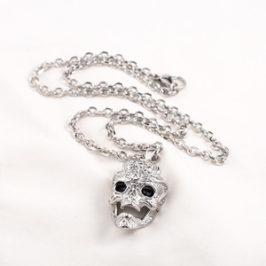 yunnique <b>Titanium</b> Steel Skull Pendant Necklace Men's Long <b>Chain</b> Rock Style Fashion Jewelry Geometric Skeleton Design Summer 2022 - Product Image 2