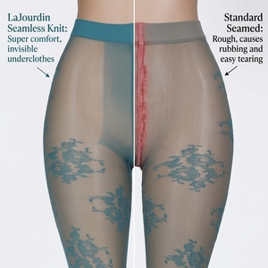 Collants Jacquard Vintage à Motifs Floraux Lonati OEM/ODM, Collants Transparents Effet Dentelle Romantique, <span class=keywords><strong>Bas</strong></span> en <span class=keywords><strong>Nylon</strong></span> Respirants et Sans Coutures - Product Image 2