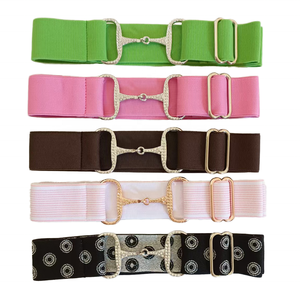 Einfarbiger Reitgürtel ohne Mindestbestellmenge mit 1,5 Zoll (4 cm) elastischem Webgürtelmaterial und Strass-Trensenverschluss - Product Image 2