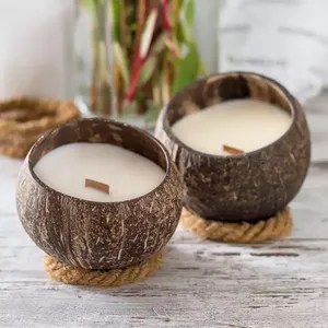 Velas de Cera de Soja en Recipientes de Cáscara de Coco Natural con Mecha de Madera para Bares, Festividades, Diwali, Ramadán, Día del Padre - Product Image 4