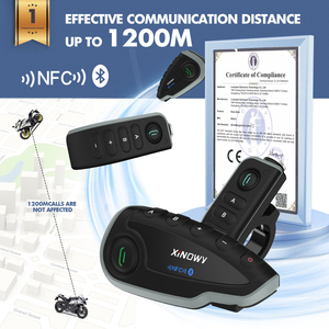 XiNOWY V8 1200M <strong>Bluetooth</strong> Motorcycle Helmet Headset <strong>Intercom</strong> for 5 Riders Interphone <strong>NFC</strong>/Telecontrol <strong>Remote</strong> <strong>Control</strong> FM Radio - Product Image 3
