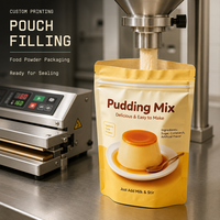 Sacs d'emballage refermables de qualité alimentaire avec fond plat transparent à haute barrière Doypack pour poudre de crème anglaise, préparations instantanées pour pouding et mélanges de pâtisserie