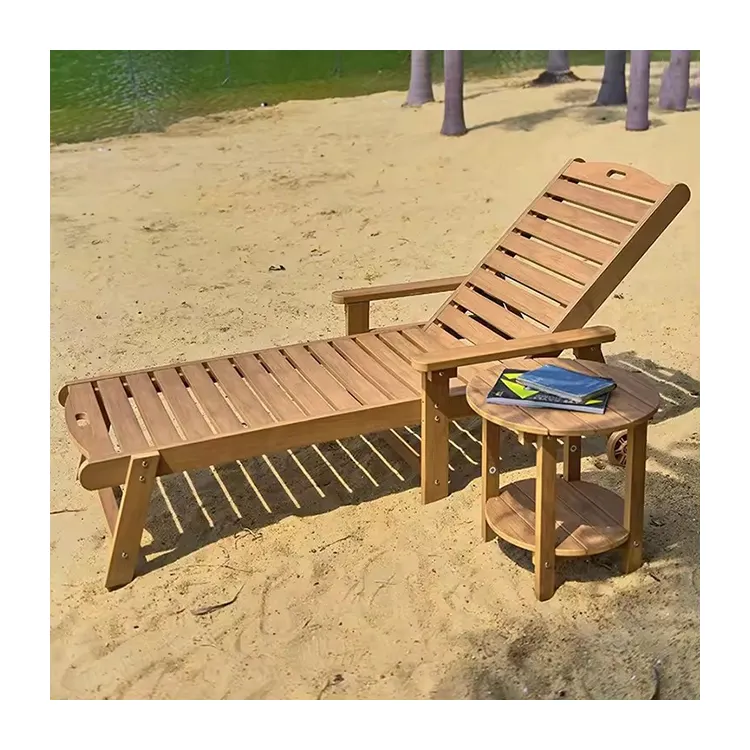 Wholesale Waterproof Outdoor Beach Lounge Chair Garden Plastic wood Swimming Pools Sun Lounger