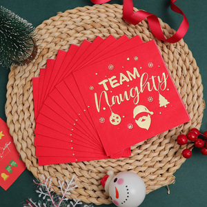 Cross-border Christmas party napkin creative hot foil stamping <b>set</b>, <b>square</b> paper decoration, disposable paper napkin wholesale - Product Image 3