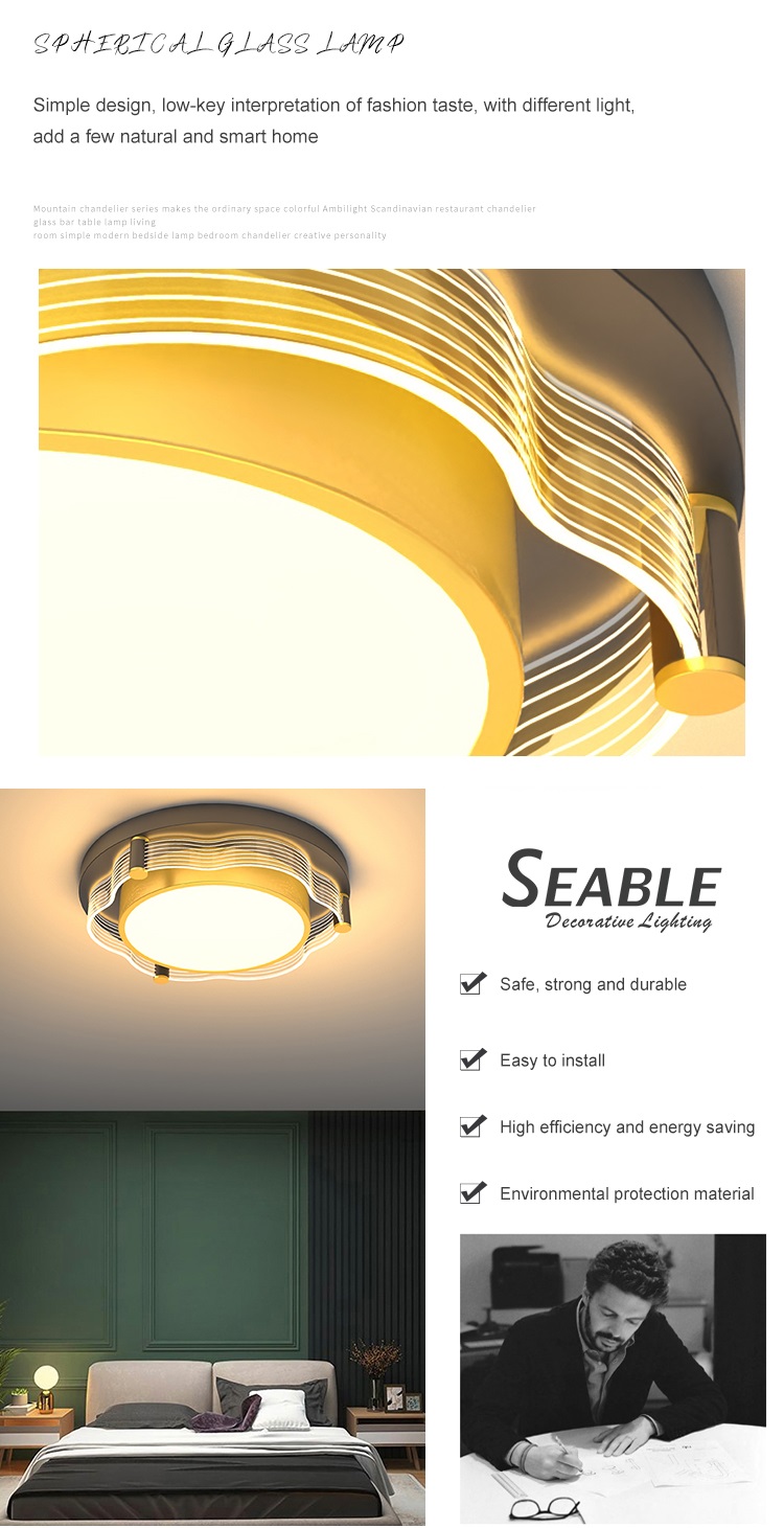 New Product Indoor Decoration Iron Acrylic Bedroom Living Room Contemporary LED Ceiling Light