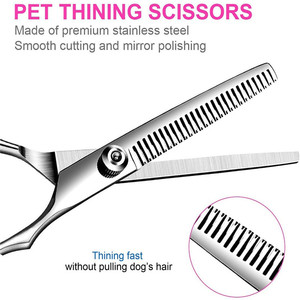 Juego de tijeras para peluquería canina de 7 piezas, tijeras curvas de acero inoxidable para cortar el pelo de perros, diseño práctico - Product Image 3