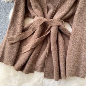 Jupe de tailleur ample pour femme avec une base Robe en tricot sans manches Veste <span class=keywords><strong>pull</strong></span> à manches longues avec taille ajustée - Product Image 5