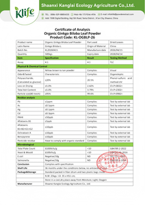 Poudre d'extrait de feuille de <span class=keywords><strong>Ginkgo</strong></span> <span class=keywords><strong>Biloba</strong></span> pure naturelle biologique KLIFE, extrait de <span class=keywords><strong>Ginkgo</strong></span> <span class=keywords><strong>Biloba</strong></span> de haute qualité - Product Image 5