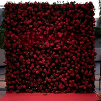 MoKtong Vampy Toile de fond murale florale rouge foncé 8ft x 8ft 5D avec roses en soie au toucher réel pour la décoration d'événements et de fêtes à thème spectaculaires