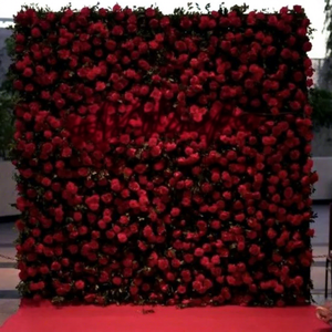 MoKtong Vampy Toile de fond murale florale rouge foncé 8ft x 8ft 5D avec roses en soie au toucher réel pour la décoration d'événements et de fêtes à thème spectaculaires - Product Image 1