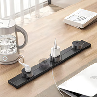 Barre d'alimentation murale modulaire amovible Jiaxin à 6 prises et 2 ports en aluminium noir pour cuisine