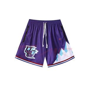 Pantalones cortos deportivos unisex con logotipo personalizado, pantalones cortos de malla con diseño de sublimación y estilo callejero al por mayor - Product Image 3