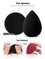 Éponge de maquillage lavable noire à succès en 2025, lot de 10 éponges de mélange, applicateur de fond de teint cosmétique de beauté, puff de mélange