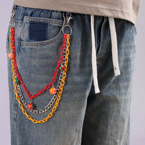 Fashionable Multi Layered Orange Christmas Waist <b>Chain</b> Zinc Alloy Ball Pendant Hip Hop Style For Women - Product Image 2