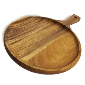 相思圆形托盘，用于小比萨饼和开胃菜家居装饰厨房木制食物拼盘