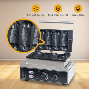 Produttore elettrico di Waffle e hot dog a forma di pene antiaderente da 50-300 ℃/122-572-con 4 stampi per macchine Snack - Product Image 3
