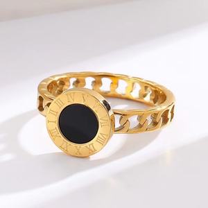 Vente flash Bague en acier inoxydable imperméable simple plaquée or 18 carats Bague en acier inoxydable Bague de fiançailles en zircon pour femmes - Product Image 2