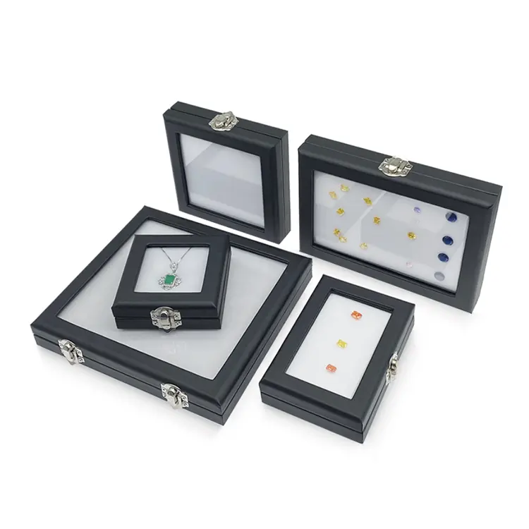 Benutzer definierte Großhandel Black Gem Display Box Qualität Diamant Aufbewahrung sbox Luxus Schmucks cha tulle mit Schloss