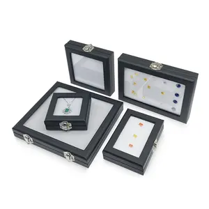 Custom Wholesale Black Gem Display Box Quality Diamond Storage Box Luxury Jewelry Box with Lock