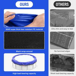 Bâche durable de couverture de <span class=keywords><strong>piscine</strong></span> d'hiver PE et PVC forts avec la couverture protectrice de corde en acier pour des piscines au sol dans la saison d'hiver - Product Image 2