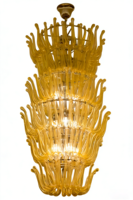 Lustre LED en verre soufflé à la main doré de luxe, en acier inoxydable, design moderne flamme, température de couleur personnalisable
