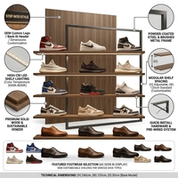 Vitrine Murale Modulaire LED Sur Mesure pour Chaussures, Présentoir Lumineux pour Baskets pour Magasin de Boutique - MOQ 1 Pièce