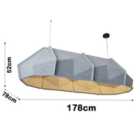 Lampe suspendue modulaire en feutre PET LED acoustique à grand abat-jour, style européen, pour bureau à domicile, intérieur, CRI 90 élevé, gris