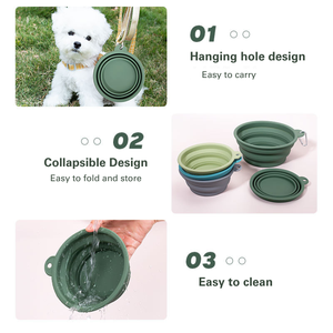 Özel logo Pet katlanır silikon kase açık kolay yıkanabilir katlanabilir köpek kase katlanabilir köpek kase - Product Image 5