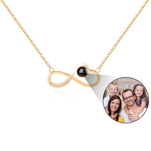 Collana di proiezione memoria commemorativa per donne Mobius <span class=keywords><strong>infinity</strong></span> symbol Collana con simbolo Personalizzata Lingua 100 ti amo - Product Image 2