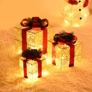 Hot Sale Led Christmas <strong>Lights</strong> Gift Box Red/Gold <strong>Light</strong> <strong>up</strong> <strong>Present</strong> <strong>Boxes</strong> for Decoration - Product Image 1