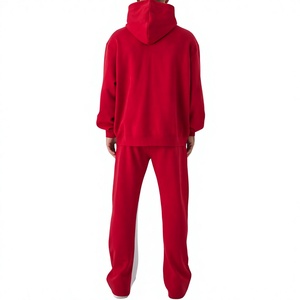 Conjunto Deportivo Rojo con Capucha para Hombre, Corte Regular, Pantalones y Sudadera Largos, 100% Algodón, Transpirable, Ligero, para Invierno - Product Image 3