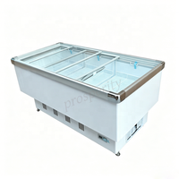 Congélateur coffre commercial à froid direct, 2,0 m, monotempérature, 3 portes, couvercle coulissant plat, pour aliments surgelés et crèmes glacées