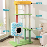 Arbre à chat de luxe coloré avec fenêtre bulle, grotte, tour multi-plateformes, structure d'escalade en sisal pour chats d'intérieur, directement de l'usine