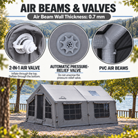 Tente gonflable familiale Coody Familia 17.2 Air - Gris, haute qualité, imperméable, quatre saisons, installation facile, portable