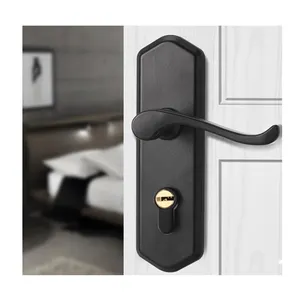 Spray de Ouro PVD Preto Brilhante de Luxo Chrome Hardware Maçaneta da porta Mortise Lock Set