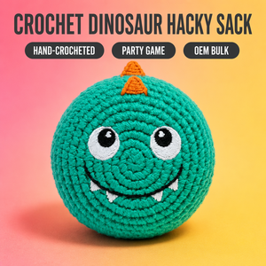 Sacco da lancio Hacky Sack a forma di dinosauro carino, lavorato all'uncinetto, per giocoleria, per bambini e adulti, articoli per feste, sport in PE, all'ingrosso - Product Image 1