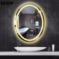 Miroir rétro-éclairé Led forme irrégulière, miroir en verre intelligent pour salle de bains, lumières chaudes