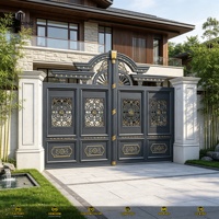 Puerta Corredera Automática de Aluminio para Jardín de Villa, Entrada de Vehículos, Motor Eléctrico, Control Remoto, Seguridad, Alta Resistencia para Obras de Construcción