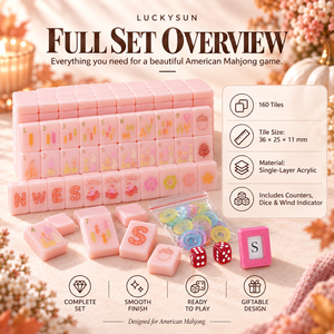 Exclusivo Juego de Mahjong Americano de 160 Piezas con Temática de Cosecha de Otoño en Rosa, Fichas de Mahjong Acrílicas para la Fiesta de Acción de Gracias - Product Image 4