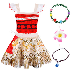 Barato Cosplay Ocean Romance princesa vestido TV y película disfraces Halloween niñas dos piezas aventura Vaiana chaleco y faldas conjuntos - Product Image 6